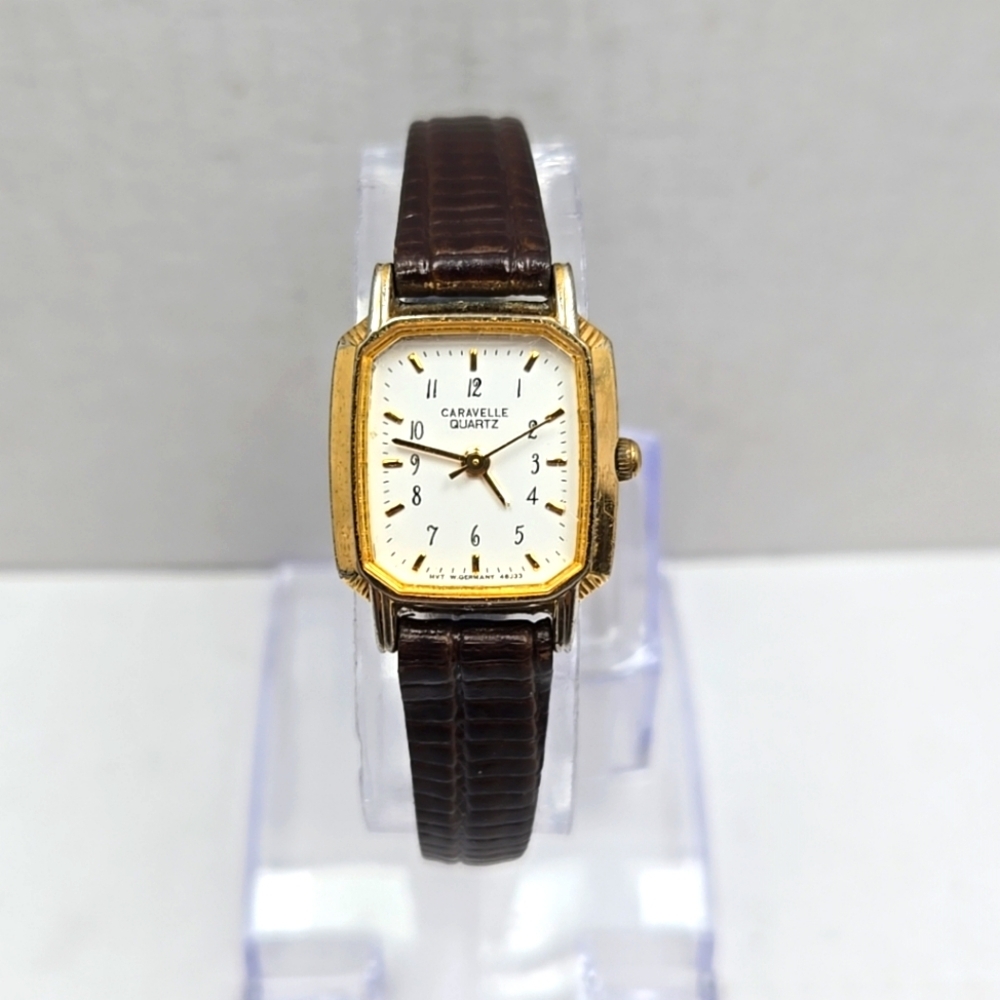 RARE Womens Vintage Caravelle by Bulova Tank Quartz Watch 48J33 NEW BATTERY